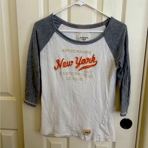 Abercrombie Gray and White Raglan Jersey